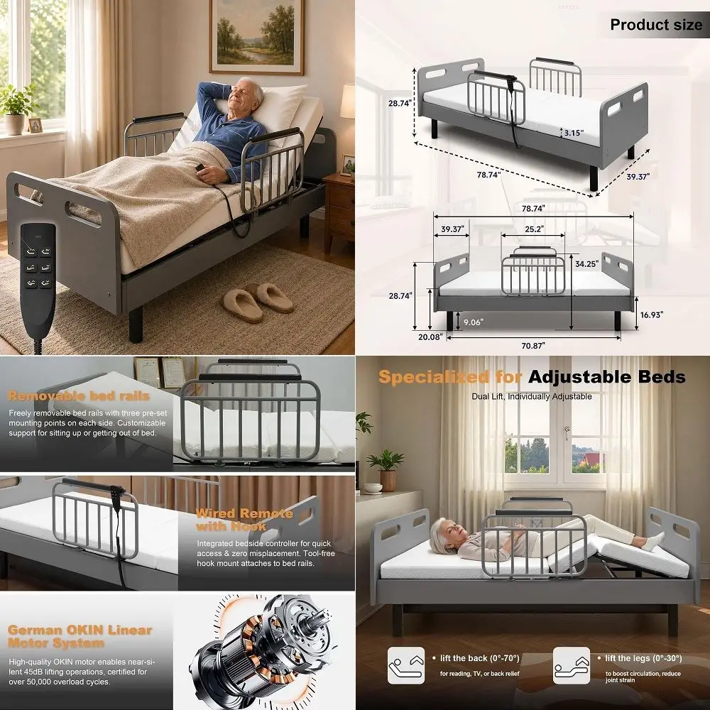 Electric Hospital Bed for Home Use, MultiPosition Electric Lift Design Adjustable Bed for Seniors, Bariatric Hospital Bed with
Electric Hospital Bed for Home Use, MultiPosition Electric Lift Design Adjustable Bed for Seniors, Bariatric Hospital Bed with