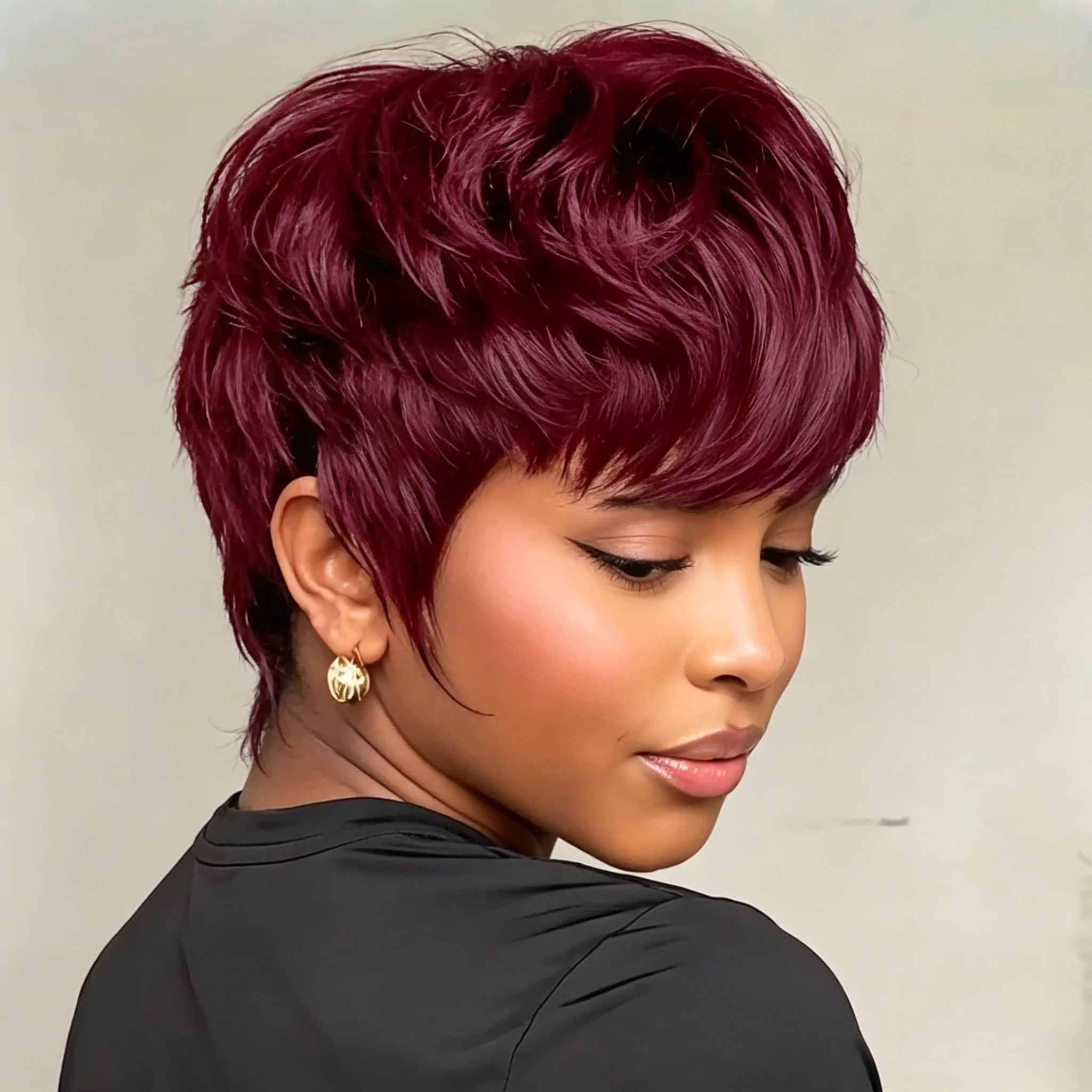 99J Short Wig Brazilian Human Hair for Women Pixie Cut wig with Bangs Full Machine Made Wig
99J Short Wig Brazilian Human Hair for Women Pixie Cut wig with Bangs Full Machine Made Wig