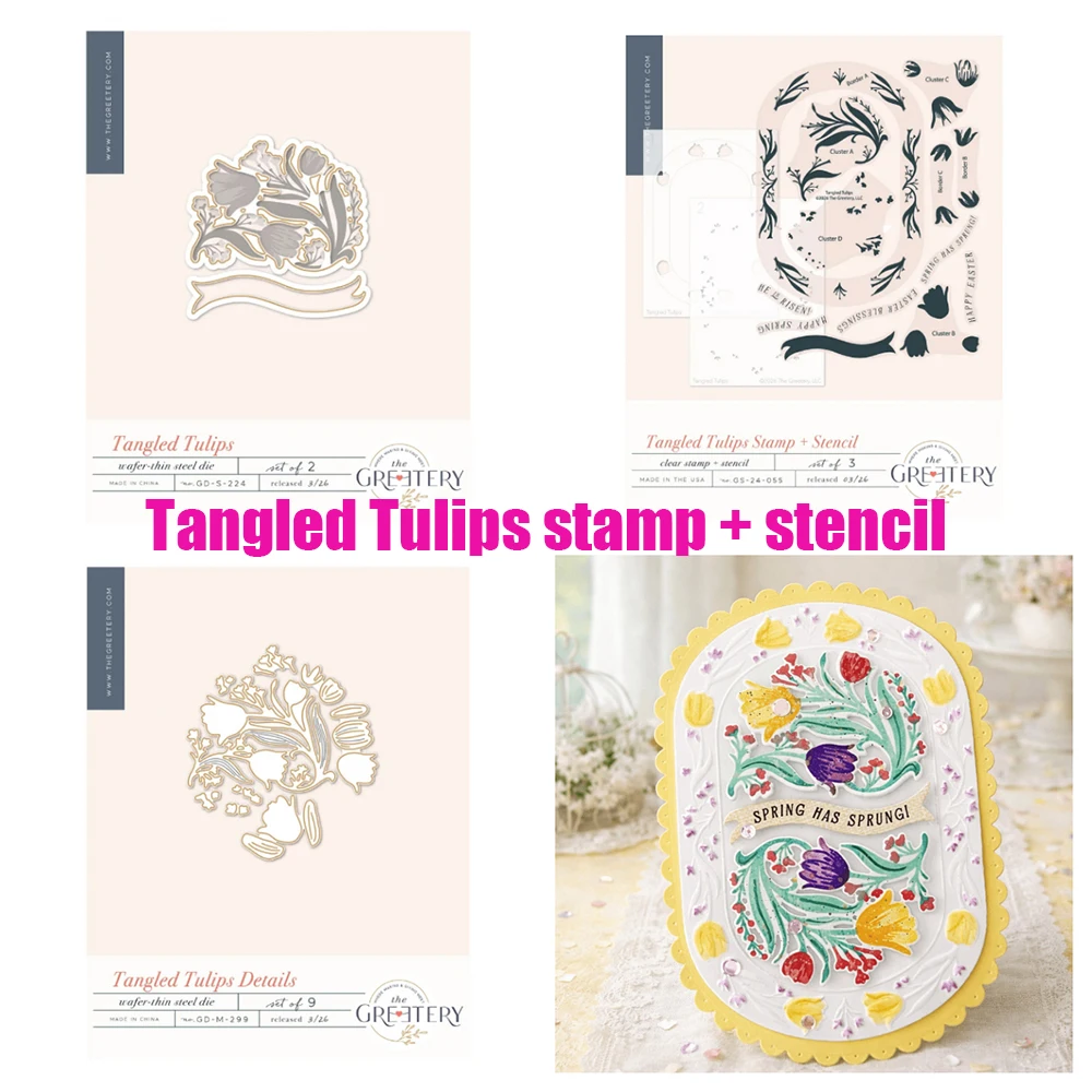 New GreeteryTangled Tulips stamp + stencil egg Botanicals Cress Dies for DIY Scrapbooking Holiday Greeting Card March 2026 New
New GreeteryTangled Tulips stamp + stencil egg Botanicals Cress Dies for DIY Scrapbooking Holiday Greeting Card March 2026 New