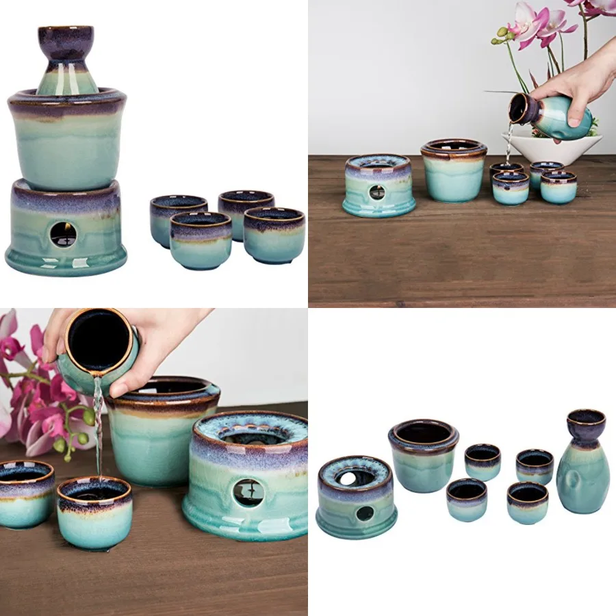 7 Pc Sake Set with Warmer, Japanese Style Blue and Purple Ceramic Sake Serving Gift Set with 7.4 oz Bottle Carafe, 4 Ochoko 1.7
7 Pc Sake Set with Warmer, Japanese Style Blue and Purple Ceramic Sake Serving Gift Set with 7.4 oz Bottle Carafe, 4 Ochoko 1.7