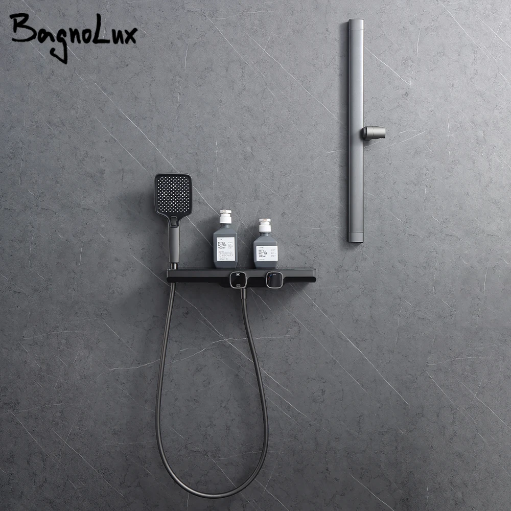 Gunmetal Shower Faucet Arm lift Square White Handheld Shower Shelf 2 Function Waterfall Mixer Hot And Cold Bathroom Tap
Gunmetal Shower Faucet Arm lift Square White Handheld Shower Shelf 2 Function Waterfall Mixer Hot And Cold Bathroom Tap