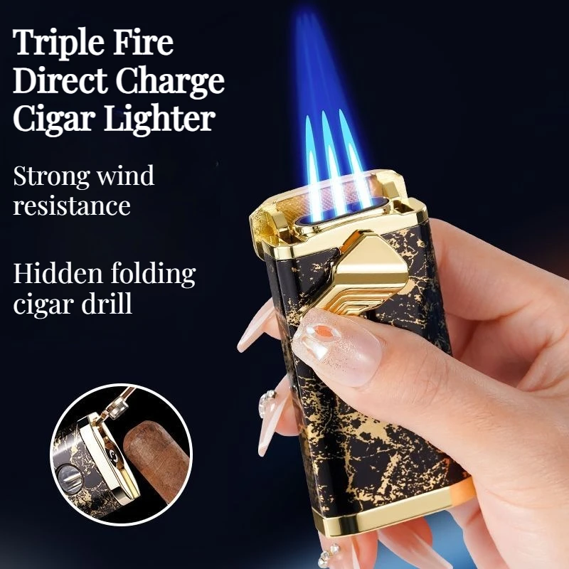 Three Fire Direct Windproof Electronic Cigar High End Lighter Metal Transparent Skylight Cool Men's Cigar Accessories
Three Fire Direct Windproof Electronic Cigar High End Lighter Metal Transparent Skylight Cool Men's Cigar Accessories