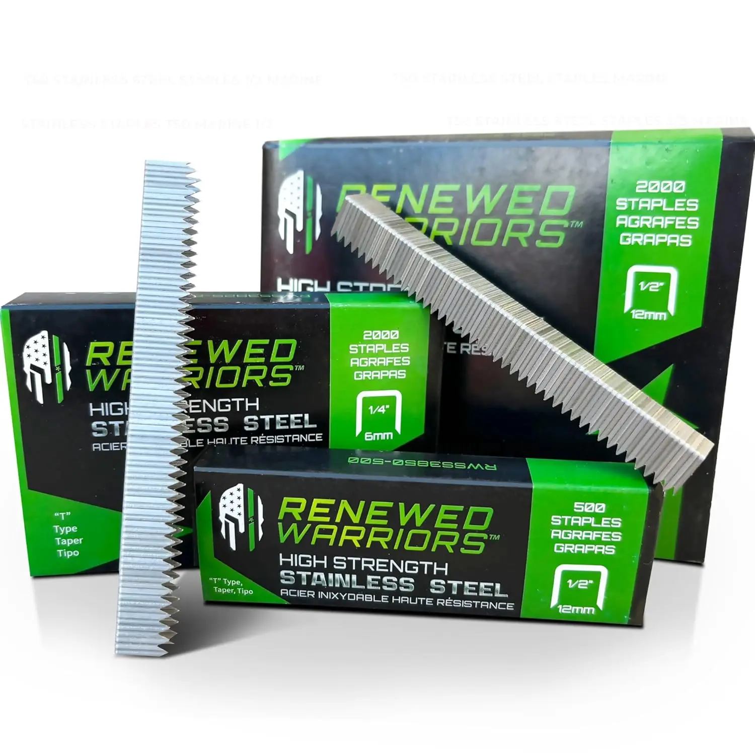 T50 Stainless Steel Staples 1/2 Inch Leg, 3/8 Inch Crown, 500 Count for Staple Guns
T50 Stainless Steel Staples 1/2 Inch Leg, 3/8 Inch Crown, 500 Count for Staple Guns
