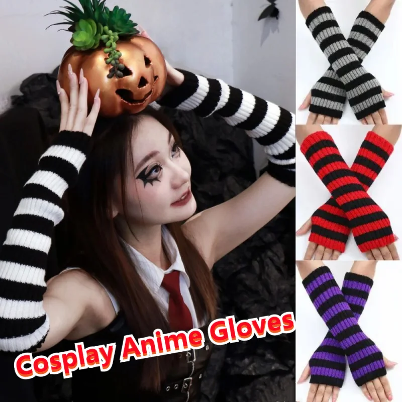 Women'S Knitted Fingerless Arm Warmers Y2K Harajuku Striped Long Sleeve Girls Punk Gothic Accessories Halloween Cosplay Mittens
Women'S Knitted Fingerless Arm Warmers Y2K Harajuku Striped Long Sleeve Girls Punk Gothic Accessories Halloween Cosplay Mittens