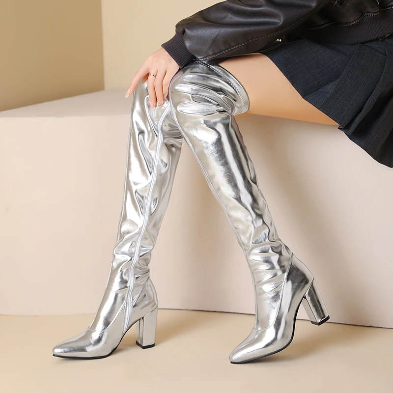 Luxury Over the Knee High Boots Women Sexy High Heel Party Dance Winter Shoes Ladies Silver Gold Thigh High Boot Big Size 45
Luxury Over the Knee High Boots Women Sexy High Heel Party Dance Winter Shoes Ladies Silver Gold Thigh High Boot Big Size 45