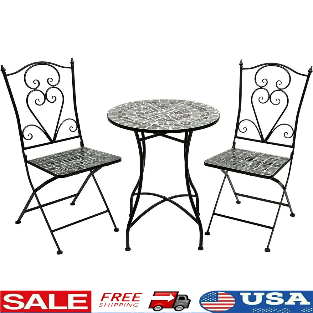 3 Piece Marbled Glass Mosaic Bistro Set Folding Table Chairs Indoor Outdoor Patio Furniture
3 Piece Marbled Glass Mosaic Bistro Set Folding Table Chairs Indoor Outdoor Patio Furniture