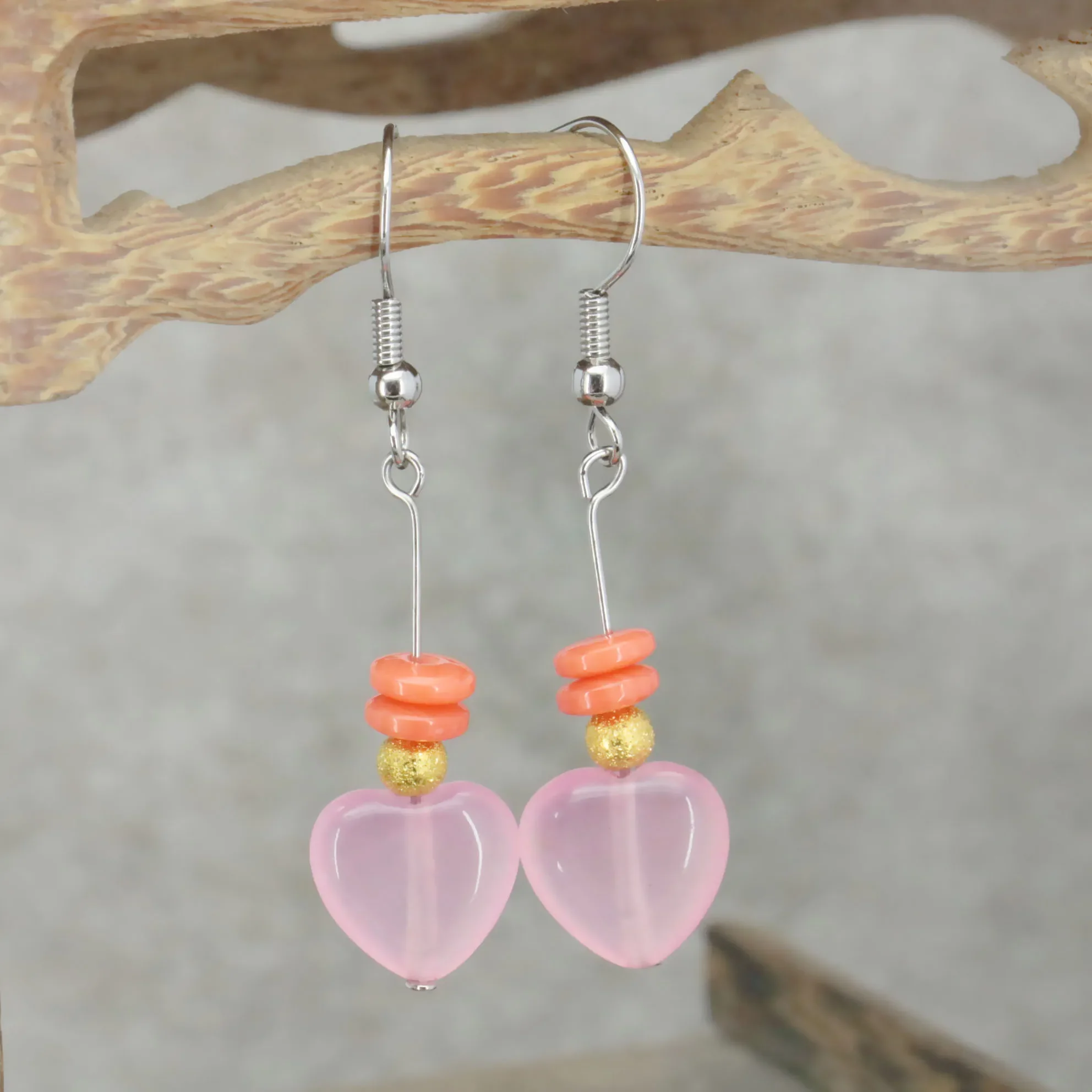 12mm Natural Pink Chalcedony Heart Earrings-Hypoallergenic Drop Earrings Orange Resin Beads,Handmade DIY Jewelry Gifts for Women
12mm Natural Pink Chalcedony Heart Earrings-Hypoallergenic Drop Earrings Orange Resin Beads,Handmade DIY Jewelry Gifts for Women