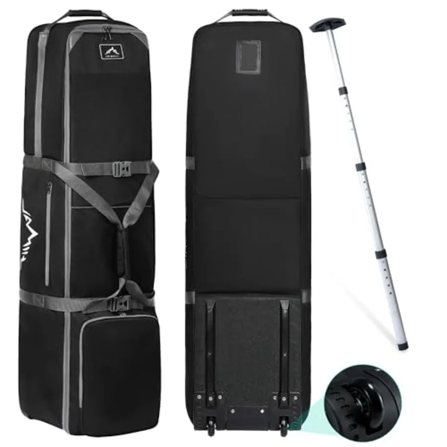 Golf Travel Bag for Airlines: 900D Heavy Duty Oxford Fabric, Black, Adjustable Support Rod Wheels
Golf Travel Bag for Airlines: 900D Heavy Duty Oxford Fabric, Black, Adjustable Support Rod Wheels