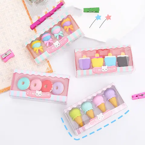 Kawaii Lollipop Sweety Ice Cream Student Stationery School Office Supplies Children Erasers For Kids Pencil Eraser