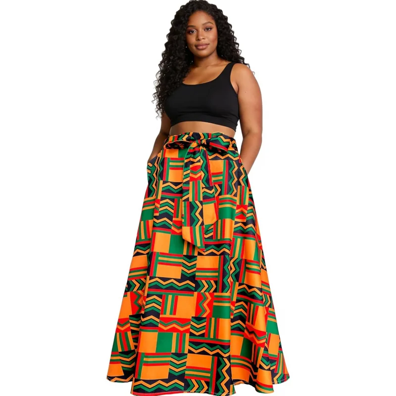 African Dashiki Print Women's High Waist Elastic Waistband Skirt Tie Front A-Line Flowy Long Maxi Skirts with Pockets
African Dashiki Print Women's High Waist Elastic Waistband Skirt Tie Front A-Line Flowy Long Maxi Skirts with Pockets