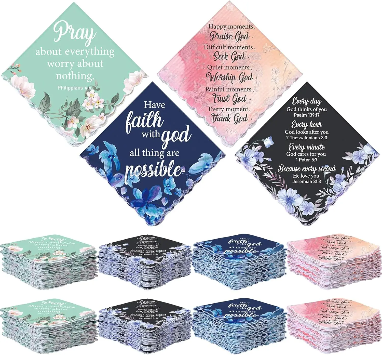 60/40/20 Pcs Christian Handkerchiefs for Women Ladies Prayer Cloth Church Gift
60/40/20 Pcs Christian Handkerchiefs for Women Ladies Prayer Cloth Church Gift