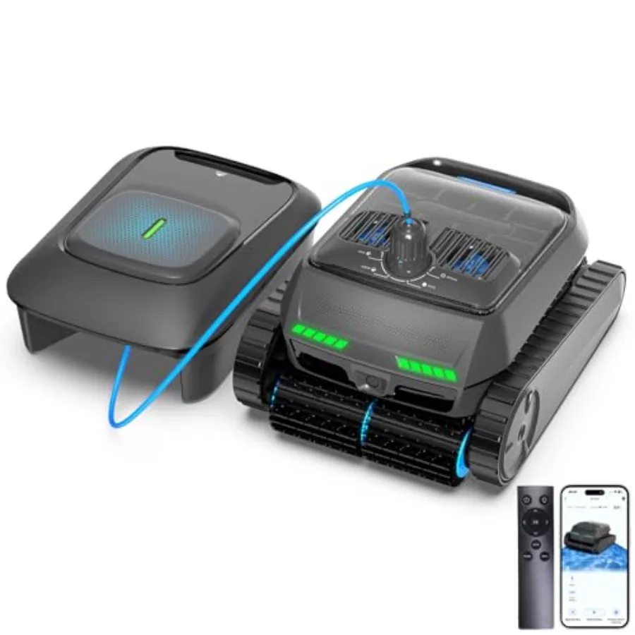 Robotic Pool Cleaner for inground above ground pools, ABS plastic, blue, smart navigation for floor/wall/waterline/surface clea
Robotic Pool Cleaner for inground above ground pools, ABS plastic, blue, smart navigation for floor/wall/waterline/surface clea