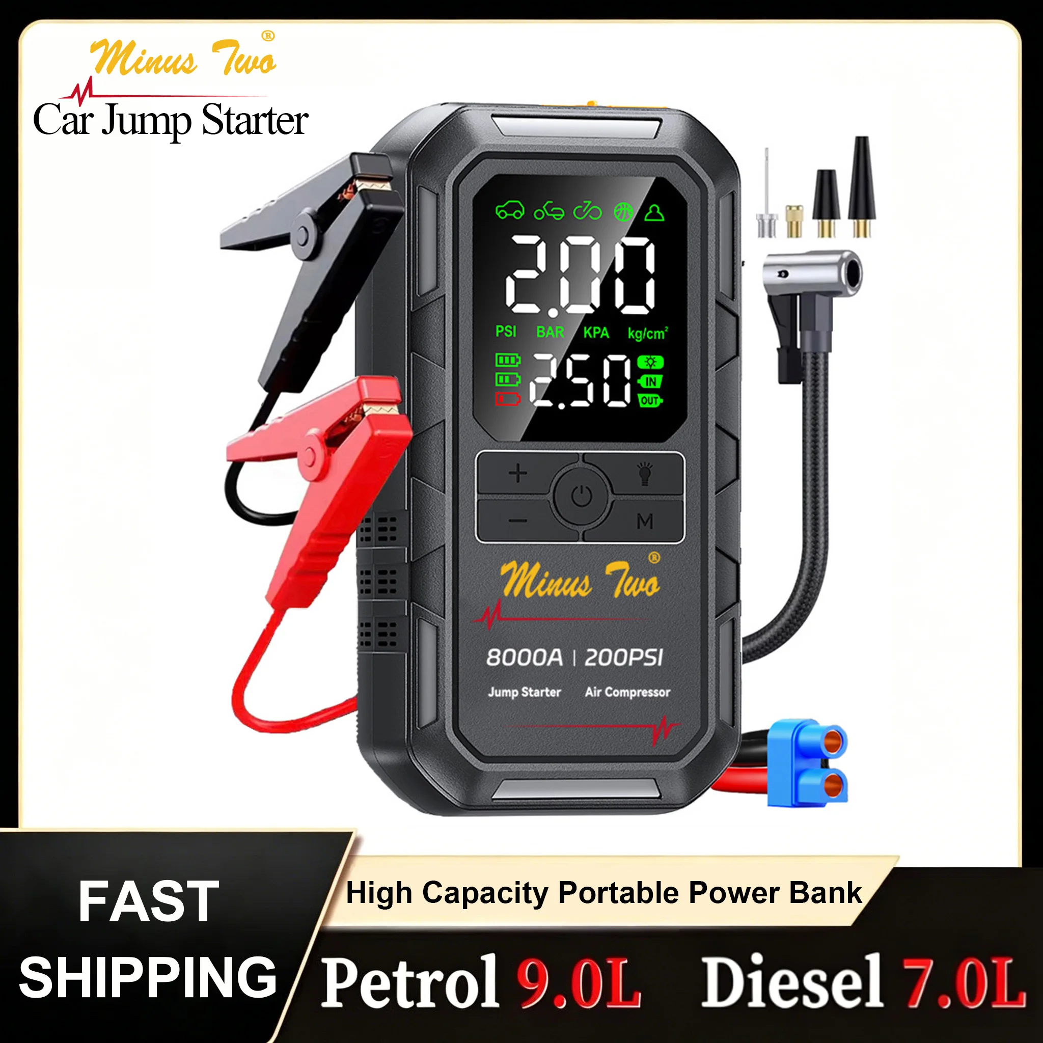 Portable Auto Jump Starter Power Booster for Car Bike Motorcycle
Portable Auto Jump Starter Power Booster for Car Bike Motorcycle