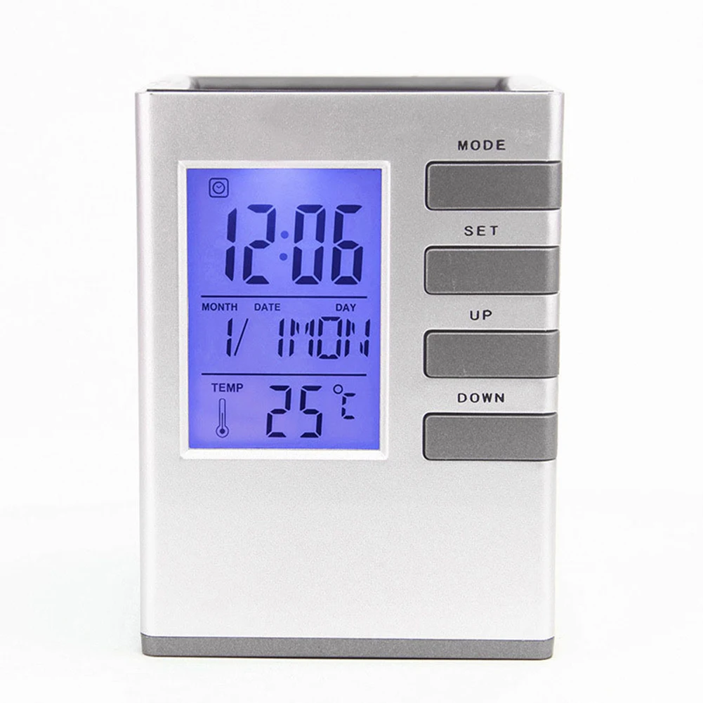 Multifunctional LCD Clock Pen Holder Student Alarm Clock Thermometer Stylish Desk Organizer For Home Office School Desktop
Multifunctional LCD Clock Pen Holder Student Alarm Clock Thermometer Stylish Desk Organizer For Home Office School Desktop
