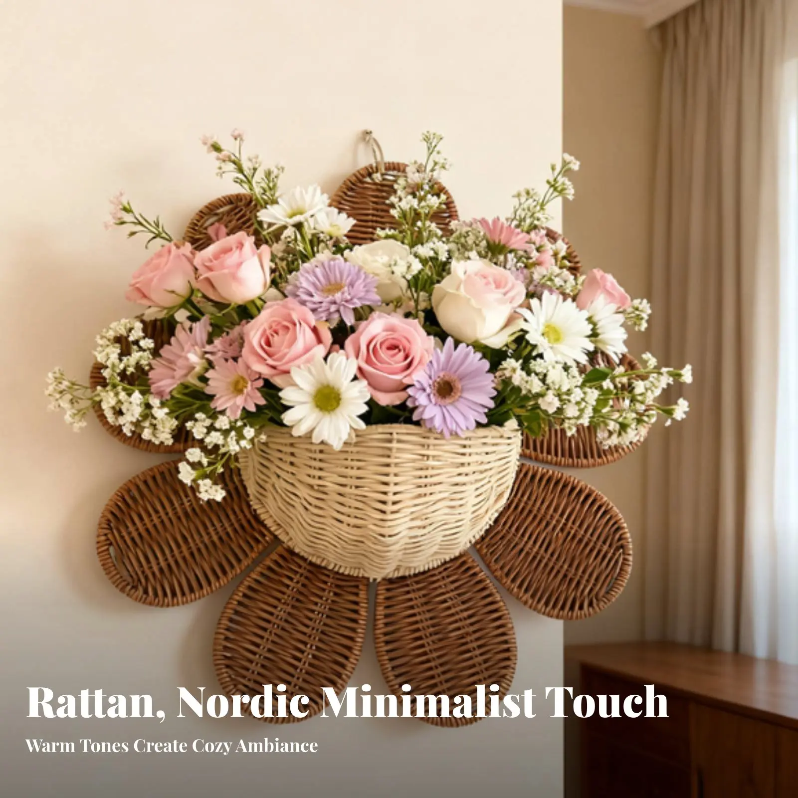 Flower Shaped Wall Basket Nordic Design Sunburst Wall Decor Woven Rattan Storage Basket Handwoven Boho Hanging Planter
Flower Shaped Wall Basket Nordic Design Sunburst Wall Decor Woven Rattan Storage Basket Handwoven Boho Hanging Planter