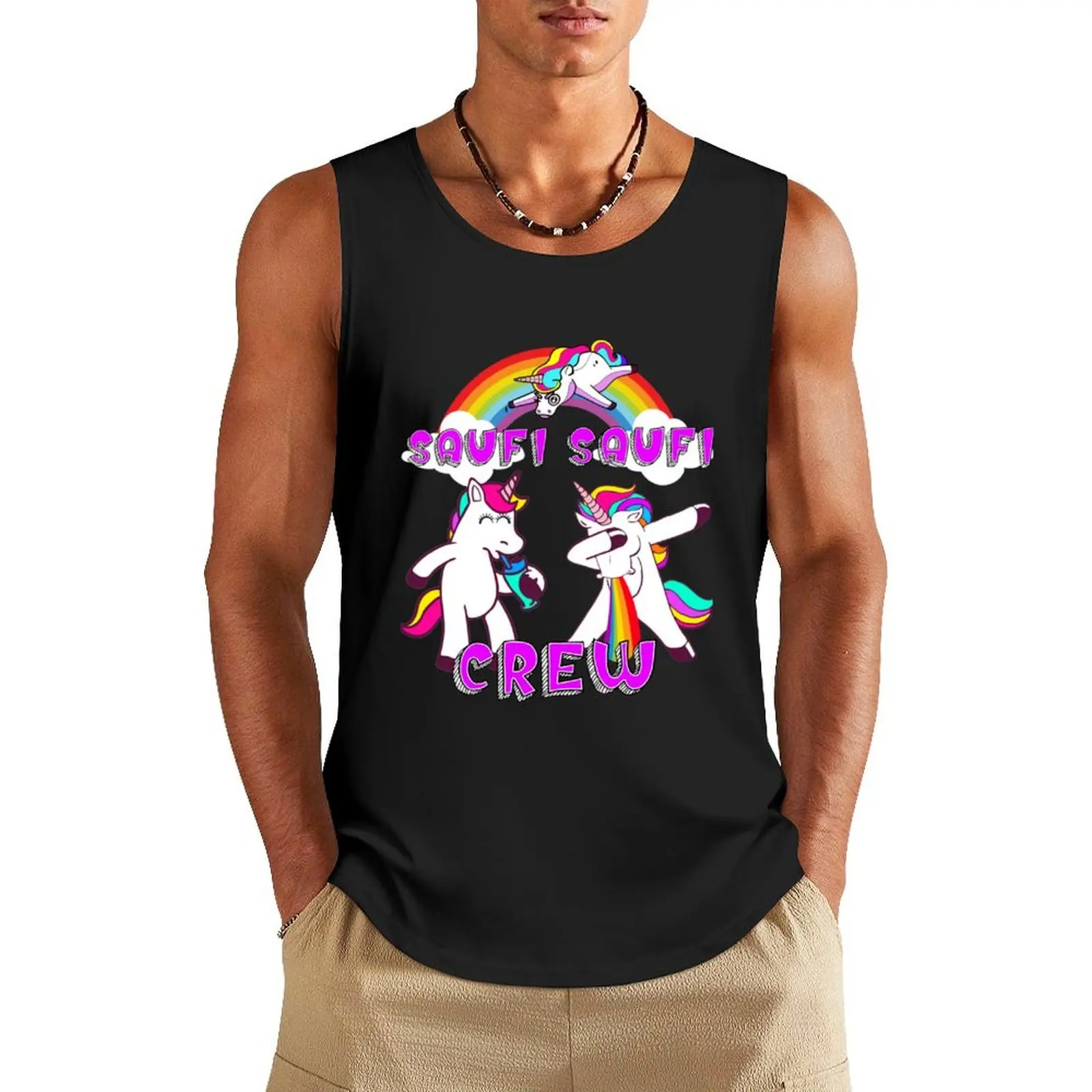 Unicorn Saufi Saufi Party Crew Tank Top sleeveless gym shirt man fitness training weight vest Short sleeve gym wear men
Unicorn Saufi Saufi Party Crew Tank Top sleeveless gym shirt man fitness training weight vest Short sleeve gym wear men