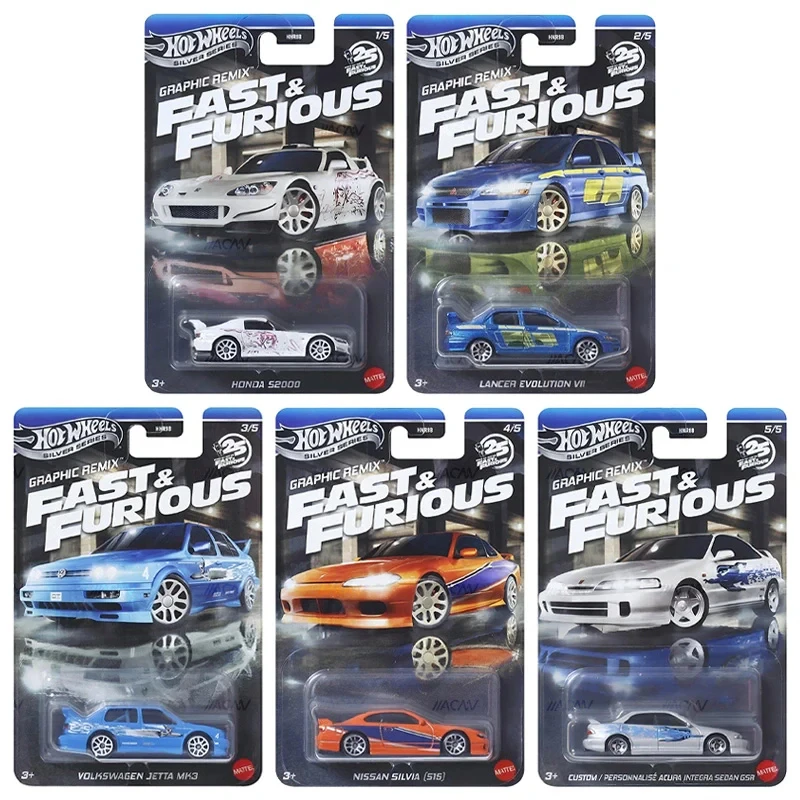 Hot Wheels Cars FAST & FURIOUS Lancer Evolution VII Honda S2000 Nissan Silvia (S15) 1/64 Металлические литые игрушечные транспортные средства HNR88
Hot Wheels Cars FAST & FURIOUS Lancer Evolution VII Honda S2000 Nissan Silvia (S15) 1/64 Металлические литые игрушечные транспортные средства HNR88