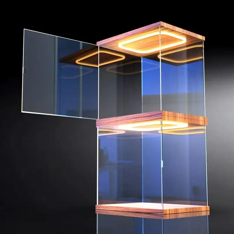 Walnut Color Acrylic Clear Display Cabinet with Ring LED Lights for Car Model, Storage Box with Door for Collections, Toys
Walnut Color Acrylic Clear Display Cabinet with Ring LED Lights for Car Model, Storage Box with Door for Collections, Toys