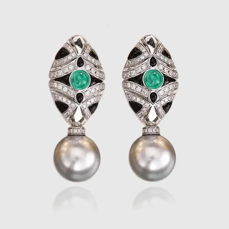 Vintage Green Freshwater Pearls Drop Earrings Women Lab Emerald Enamel Dangles Exquisite Banquet Party Ear Jewelry Gift
Vintage Green Freshwater Pearls Drop Earrings Women Lab Emerald Enamel Dangles Exquisite Banquet Party Ear Jewelry Gift