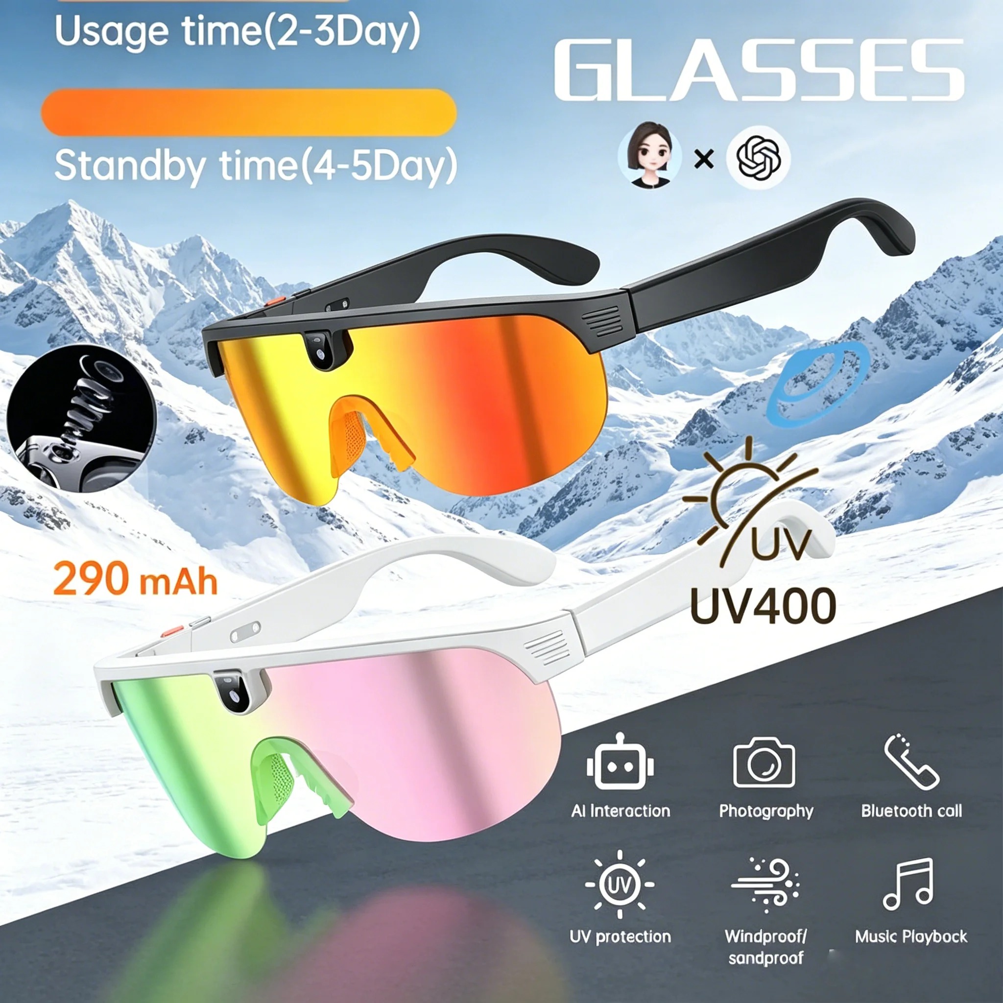 AI Smart Glasses Men Cycling Glasses Camera Video Recording Translation Sunglasses Bluetooth Call Music Sports Glasses
AI Smart Glasses Men Cycling Glasses Camera Video Recording Translation Sunglasses Bluetooth Call Music Sports Glasses