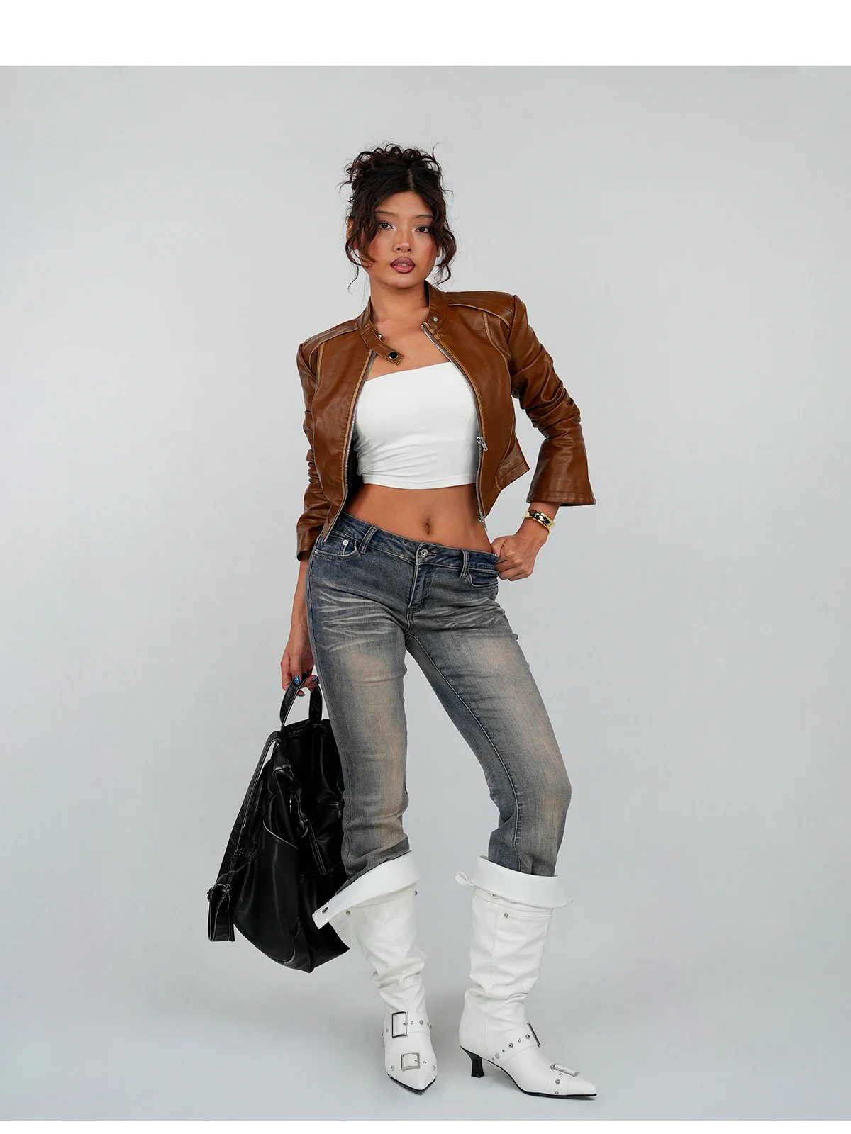 Модный женский кожаный джет Faded Color Motorbike Sle с расклешенными краями и синтетическим кожаным пальто для молодых женщин
Модный женский кожаный джет Faded Color Motorbike Sle с расклешенными краями и синтетическим кожаным пальто для молодых женщин