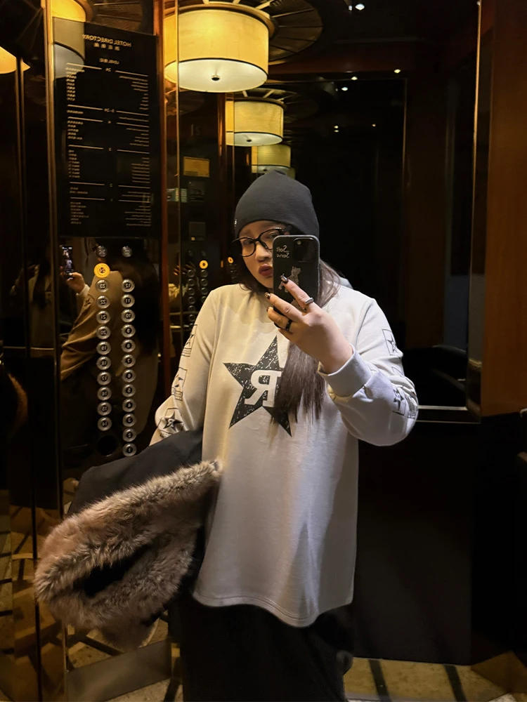 Женская футболка большого размера с принтом звезд, длинными рукавами, свободного кроя, с эффектом похудения, повседневный топ с круглым вырезом для ежедневной носки
Женская футболка большого размера с принтом звезд, длинными рукавами, свободного кроя, с эффектом похудения, повседневный топ с круглым вырезом для ежедневной носки