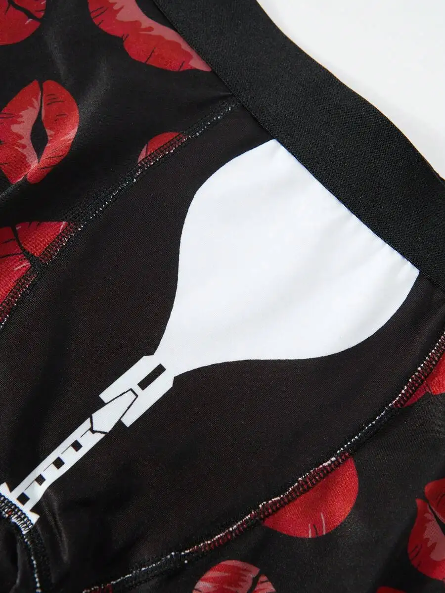 Mens Knit Boxer Shorts With Red Kiss Lip Print And White Zipper Detail
Mens Knit Boxer Shorts With Red Kiss Lip Print And White Zipper Detail