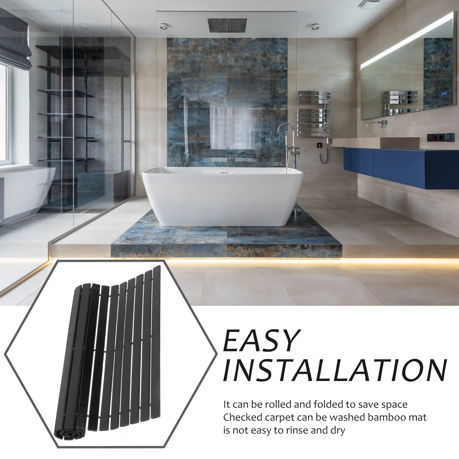 Bathroom Mat Shower Bathmats Absorbent Anti Slip Dark Non Skid Large Black Outdoor Indoor Bamboo Material Good Performance
Bathroom Mat Shower Bathmats Absorbent Anti Slip Dark Non Skid Large Black Outdoor Indoor Bamboo Material Good Performance