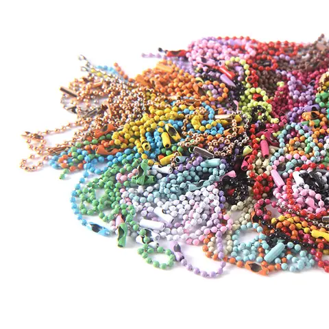60pcs/pack Iron Spray Painted Chain Bead Chain Buckle DIY Jewelry Accessories Baking Paint, Color Tag Chain Pendant Chain