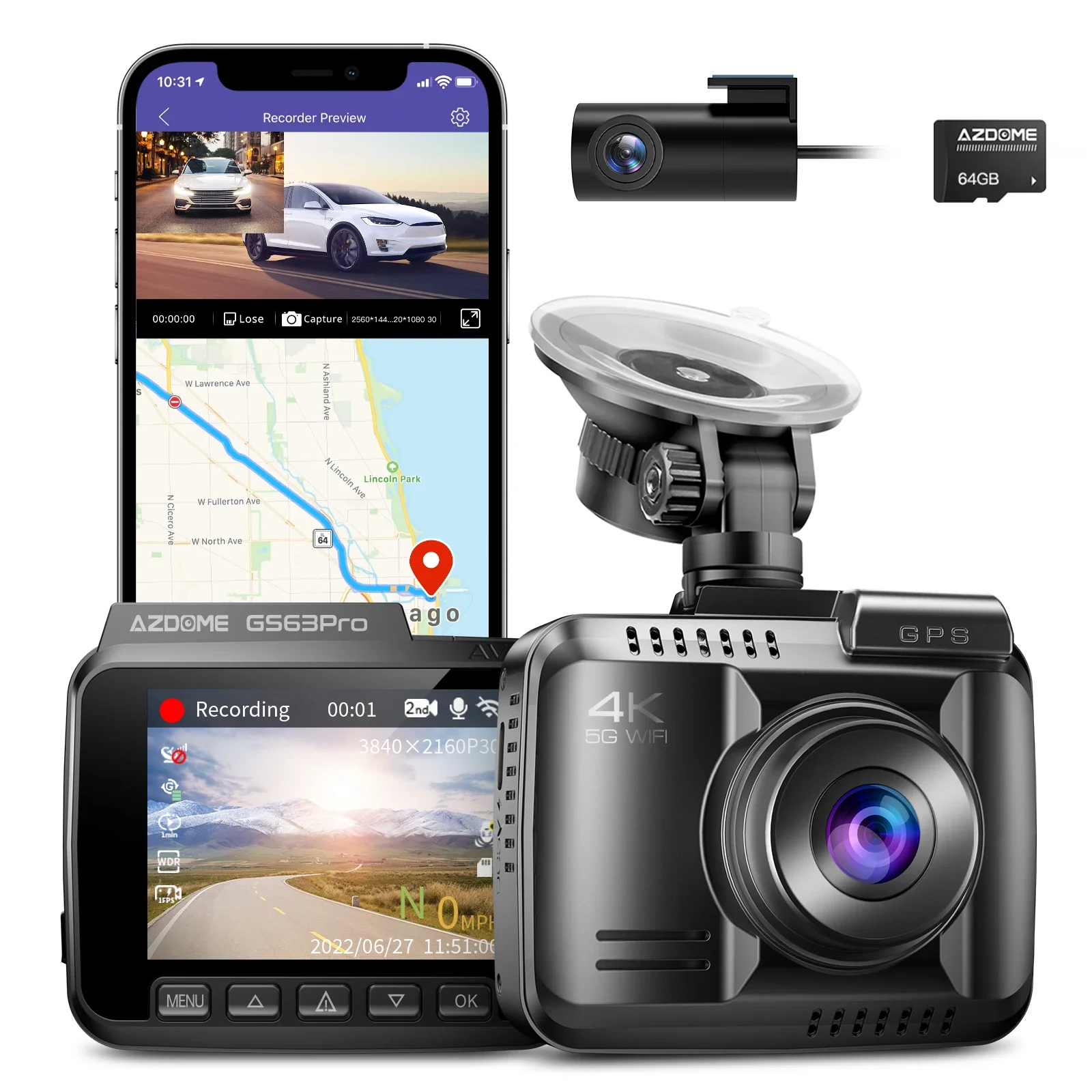 AZDOME GS63Pro 2,4-дюймовая мини-передняя и задняя интеллектуальная видеорегистратор 4K Wi-Fi GPS с двумя объективами Автомобильный видеорегистратор 4K Dashcam Dual 4K Dash Cam
AZDOME GS63Pro 2,4-дюймовая мини-передняя и задняя интеллектуальная видеорегистратор 4K Wi-Fi GPS с двумя объективами Автомобильный видеорегистратор 4K Dashcam Dual 4K Dash Cam