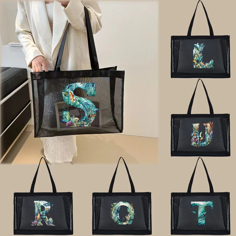 Mesh Shopping Travel Storage Bags Large Capacity Handbag Women Wallets Organizer Fish Letter Printing Series
Mesh Shopping Travel Storage Bags Large Capacity Handbag Women Wallets Organizer Fish Letter Printing Series