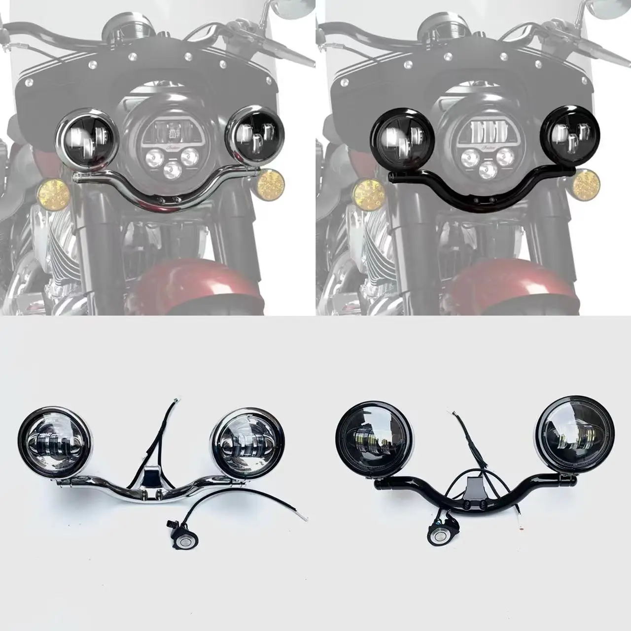 Вспомогательная лампа противотуманных фар мотоцикла для Indian Chief Black Horse Super Chief 2022. 
Вспомогательная лампа противотуманных фар мотоцикла для Indian Chief Black Horse Super Chief 2022.