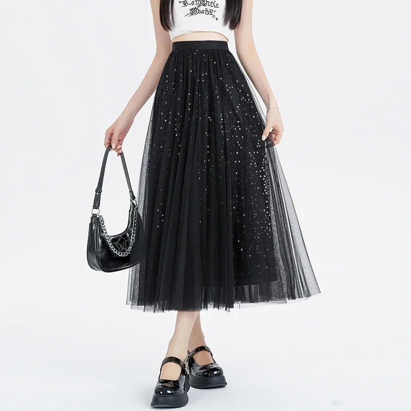 2025 New Sequined Starry Mesh Swing Dress Traf Skirt Women High Waist A Line Skirt Draped Saree Long Skirt Longues Femme Skirts
2025 New Sequined Starry Mesh Swing Dress Traf Skirt Women High Waist A Line Skirt Draped Saree Long Skirt Longues Femme Skirts