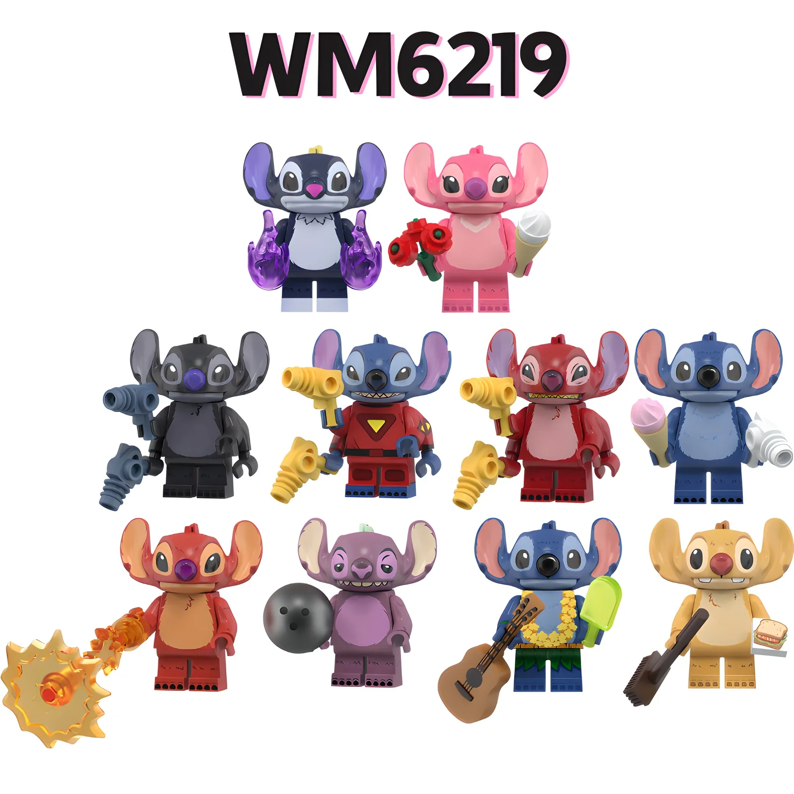 Disney Lilo & Stitch WM6219 Building Block Figures,including Cyber,Angel,Evile,Reuben,Woops,Leroy,collectible creative gift
Disney Lilo & Stitch WM6219 Building Block Figures,including Cyber,Angel,Evile,Reuben,Woops,Leroy,collectible creative gift