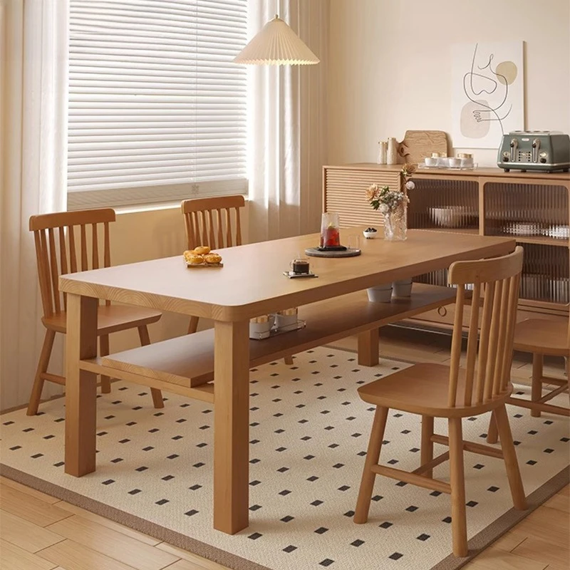 Solid wood dining table and chair combination household dining table modern simple double dining table rectangular
Solid wood dining table and chair combination household dining table modern simple double dining table rectangular