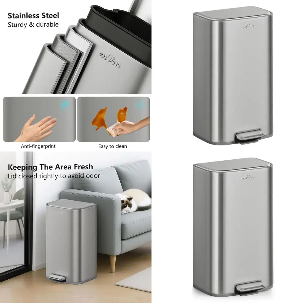 8-Gallon Kitchen Step Trash Can with Smooth Edges and Lid for Home or Office Use
8-Gallon Kitchen Step Trash Can with Smooth Edges and Lid for Home or Office Use