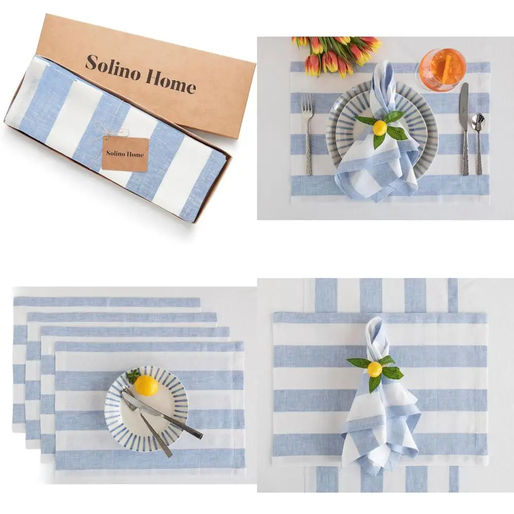 Лляные салфетки из 4 предметов Solino — синий и белый коттедж в полоску, 35,56 x 48,26 см, чистый лен для летней столовой
Лляные салфетки из 4 предметов Solino — синий и белый коттедж в полоску, 35,56 x 48,26 см, чистый лен для летней столовой