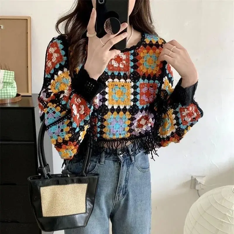 Модный длинный свитер с круглым вырезом и контрастными вставками, ажурный вязаный свитер для женщин, из полиэфирного волокна, для ношения под одеждой, зима 206
Модный длинный свитер с круглым вырезом и контрастными вставками, ажурный вязаный свитер для женщин, из полиэфирного волокна, для ношения под одеждой, зима 206