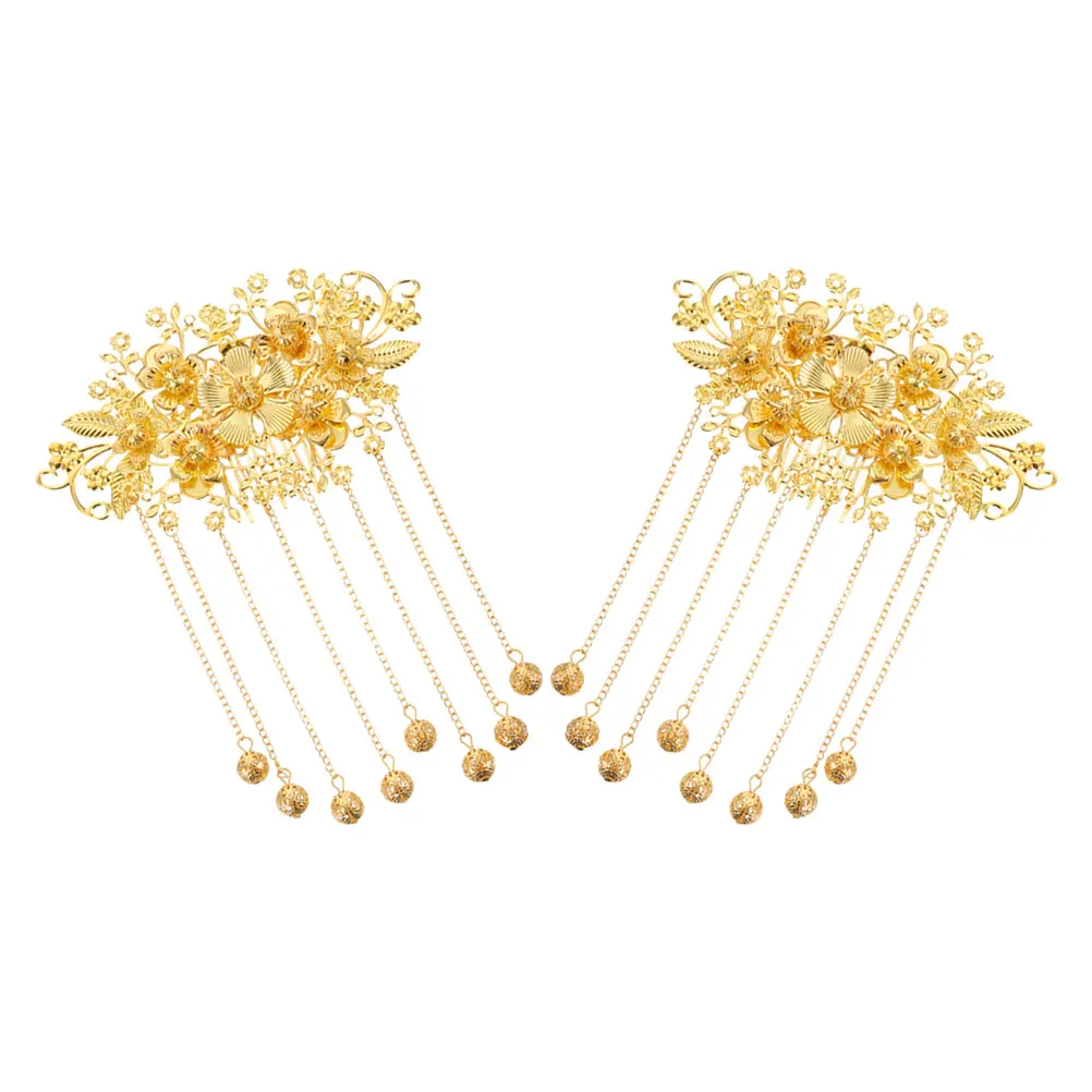 2PCS Bridal Hair Accessories Golden Flower Comb Vintage Durable Materials Elegant Wedding Party Chinese Metal Hairpins Tassel
2PCS Bridal Hair Accessories Golden Flower Comb Vintage Durable Materials Elegant Wedding Party Chinese Metal Hairpins Tassel
