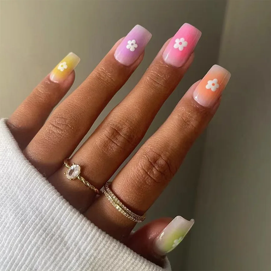 24pcs Spring Summer Short Square False Nails Flower Colorful Smudge Design Press on Nails Tips Artifical Simple Ballet Fake Nail
24pcs Spring Summer Short Square False Nails Flower Colorful Smudge Design Press on Nails Tips Artifical Simple Ballet Fake Nail