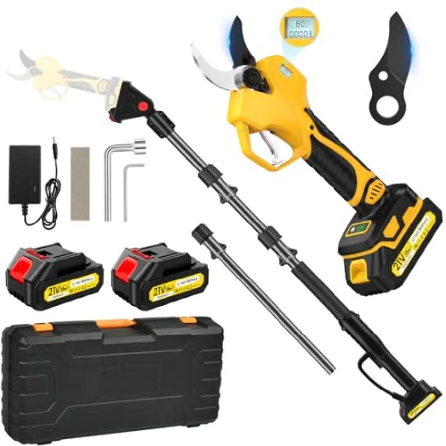 Electric Pruning Shears Cordless with 8FT Pole Max Cutting Diameter 2 inch 50mm 21V 2*2Ah 1000w Brushless Motor Working time 6-
Electric Pruning Shears Cordless with 8FT Pole Max Cutting Diameter 2 inch 50mm 21V 2*2Ah 1000w Brushless Motor Working time 6-