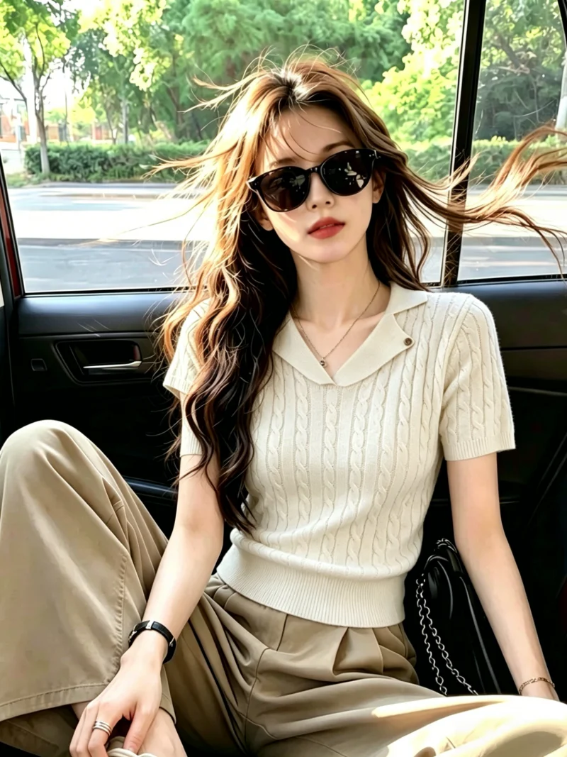 Korean Style Short Sleeve Knitted Shirt Women's Unique Design Stand Collar Summer Top Self-Keeping Button Front Silk Blend
Korean Style Short Sleeve Knitted Shirt Women's Unique Design Stand Collar Summer Top Self-Keeping Button Front Silk Blend