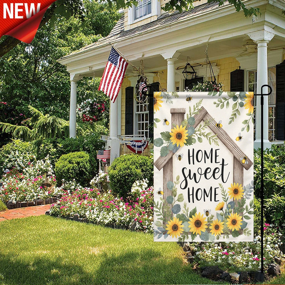1PC, Home Sweet Home Sunflower Bee Garden Flag, Double Sided Watercolor Floral House Yard Flag, Rustic Farmhouse Outdoor Decorative Flag for Patio Lawn Porch Seasonal Holiday Welcome Flag, Spring Summer Fall Outdoor Garden Decor F
1PC, Home Sweet Home Sunflower Bee Garden Flag, Double Sided Watercolor Floral House Yard Flag, Rustic Farmhouse Outdoor Decorative Flag for Patio Lawn Porch Seasonal Holiday Welcome Flag, Spring Summer Fall Outdoor Garden Decor F