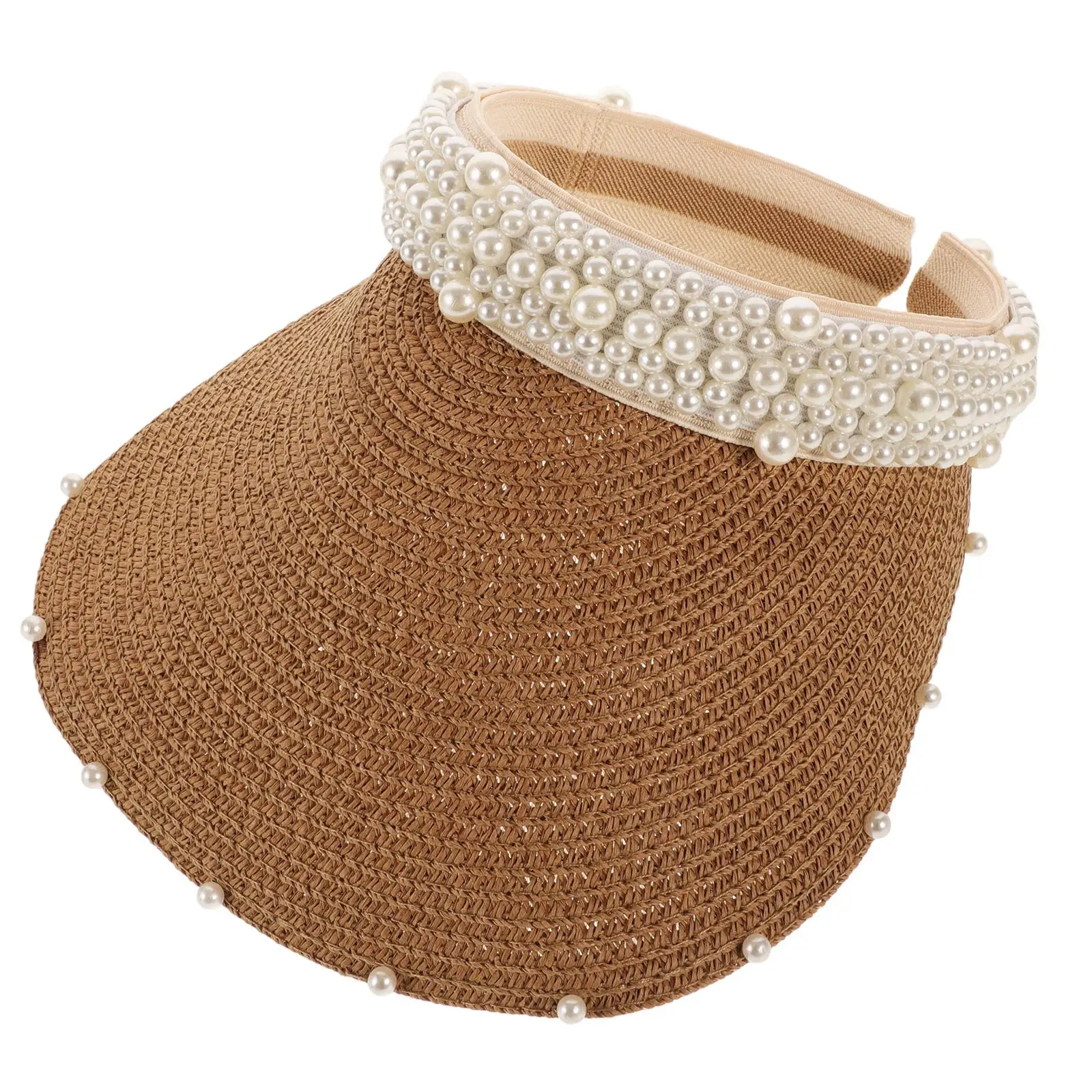 Straw Visor Hat Pearl Design Women Beach Accessories Travel Sun Hats Breathable Sweat Absorbent Gardening Outdoor Activities
Straw Visor Hat Pearl Design Women Beach Accessories Travel Sun Hats Breathable Sweat Absorbent Gardening Outdoor Activities