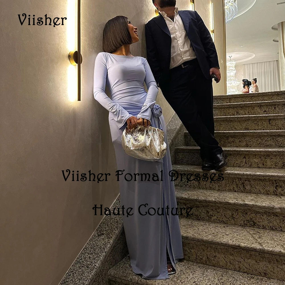 Lavender Mermaid Evening Dresses Long Sleeve O Neck Prom Party Dress with Slit Floor Length Women Formal Gowns
Lavender Mermaid Evening Dresses Long Sleeve O Neck Prom Party Dress with Slit Floor Length Women Formal Gowns