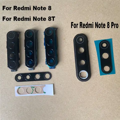 Back Camera Glass Lens For Xiaomi Redmi Note 8 8T Pro Rear Camera Glass Frame Cover With Adhesive Sticker Glue