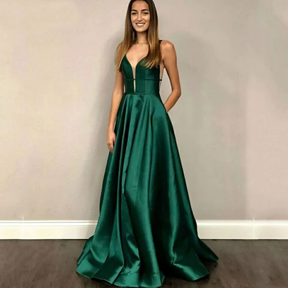 GUXQD Green A-Line Women Evening Dresses V-Neck Satin Back V Prom Party Gowns Elegant robes de soirée Vestido De Noche
GUXQD Green A-Line Women Evening Dresses V-Neck Satin Back V Prom Party Gowns Elegant robes de soirée Vestido De Noche