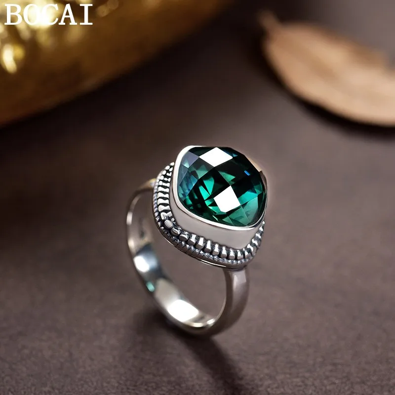 BOCAI New S925 Sterling Silver Jewelry Vintage Simplicity Inlaid With Green Crystal Engagement Ring Women's Selected Gift
BOCAI New S925 Sterling Silver Jewelry Vintage Simplicity Inlaid With Green Crystal Engagement Ring Women's Selected Gift