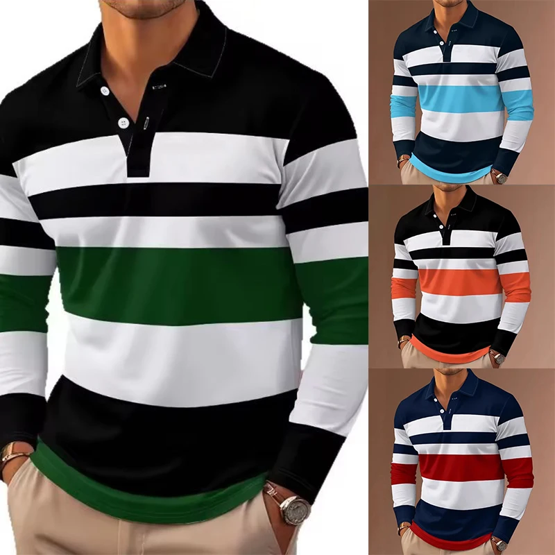 Осенне-зимняя мужская одежда, рубашка поло в полоску с длинным рукавом, мужская повседневная модная рубашка-поло для гольфа, 100% полиэстер, дышащая эластичность
Осенне-зимняя мужская одежда, рубашка поло в полоску с длинным рукавом, мужская повседневная модная рубашка-поло для гольфа, 100% полиэстер, дышащая эластичность