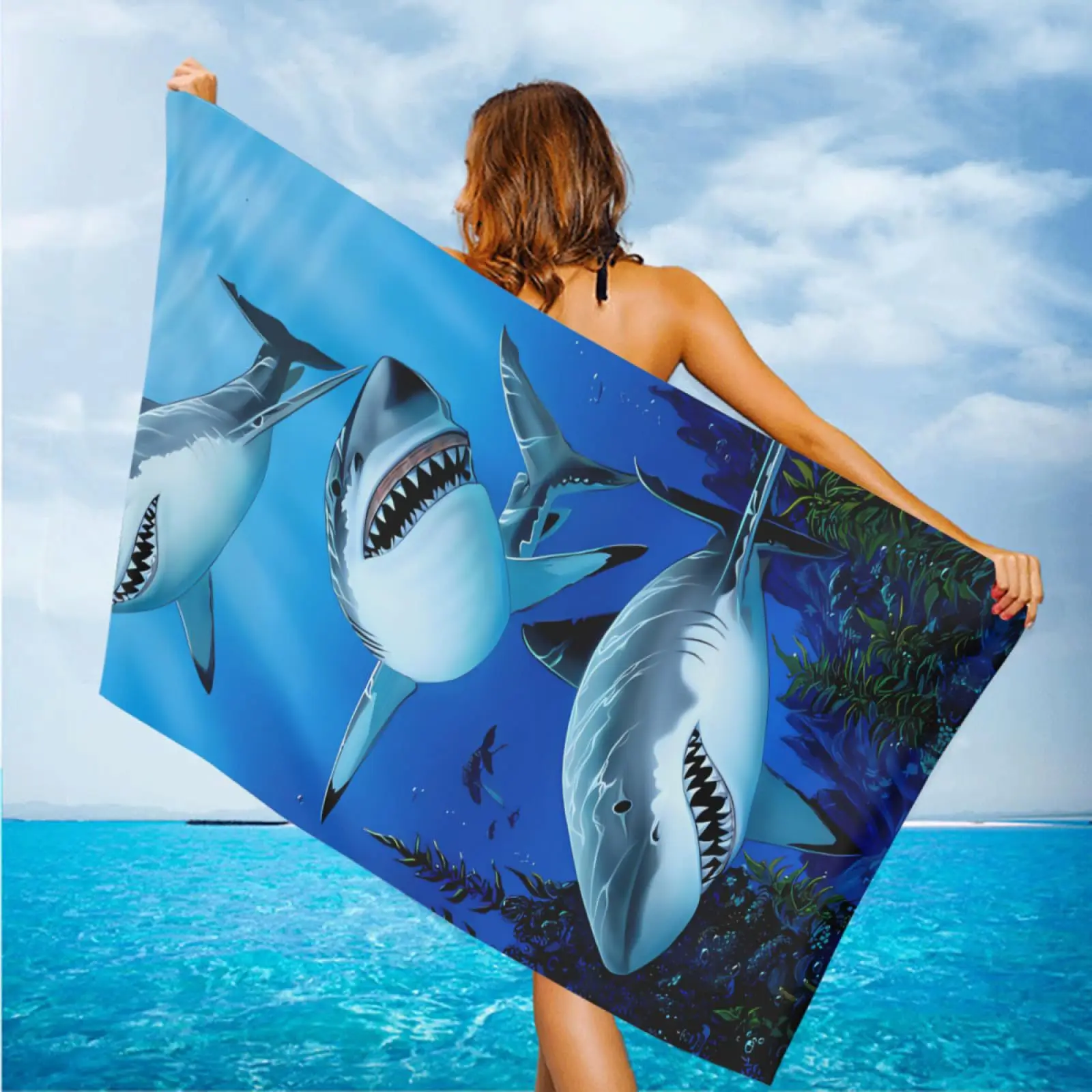 Shark Ocean Summer Pattern Sunscreen and Windproof Beach Towel Suitable for Beach Swimming Pool Camping Travel Beach Blanket
Shark Ocean Summer Pattern Sunscreen and Windproof Beach Towel Suitable for Beach Swimming Pool Camping Travel Beach Blanket